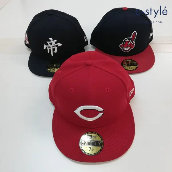 NEW ERA ニューエラ 59FIFTY キャップ 7・3/8 58.7cm ヤンキース インディアンス レッズ 計3点