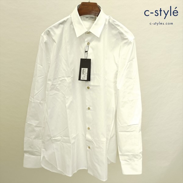 SAINT LAURENT PARIS サンローランパリ ドレスシャツ 39 ホワイト ボタンダウン 綿100 長袖