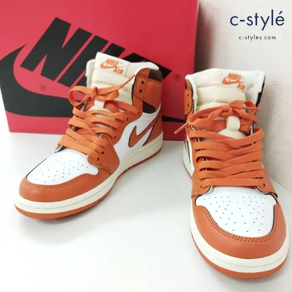 NIKE ナイキ WMNS AIR JORDAN 1 RETRO HI OG スニーカー 25cm ホワイト×オレンジ D09369-101 レディース