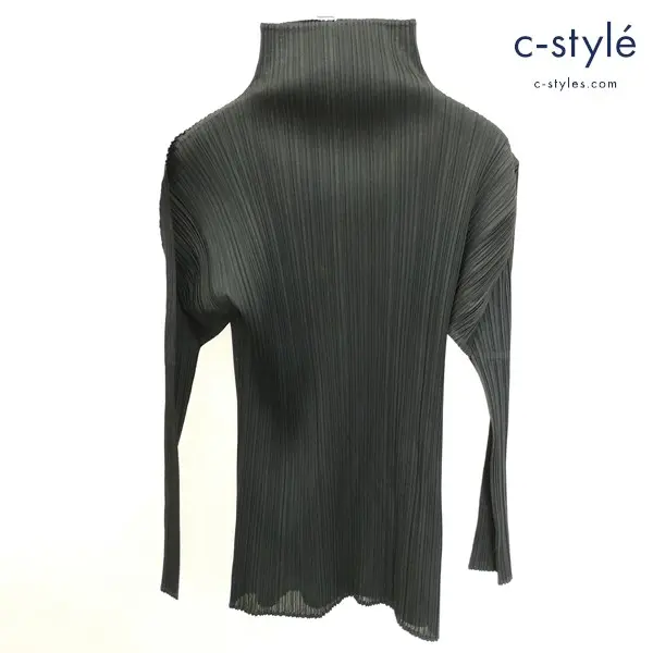 PLEATS PLEASE ISSEY MIYAKE プリーツ加工 ハイネックカットソー 3 ブラック 日本製 長袖 レディース