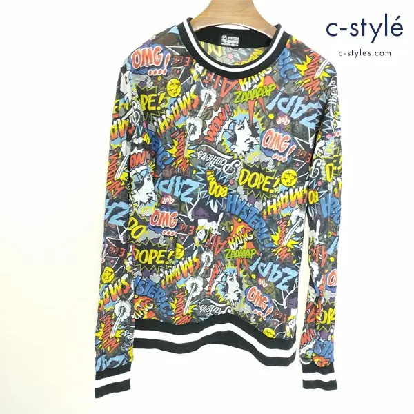 HYSTERIC GLAMOUR シースルー総柄カットソー FREE ブラック系 01191CS07 長袖 日本製 レディース