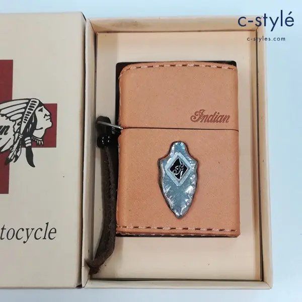 ZIPPO ジッポー Indian Motorcycle 革巻き オイルライター ブラウン 喫煙具