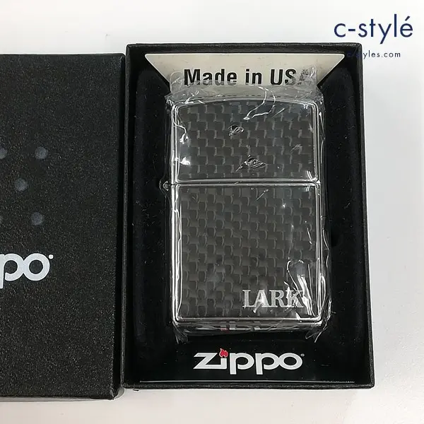 ZIPPO ジッポー LARK ラーク CORBON FIBER 2012年製 オイルライター シルバー 喫煙具