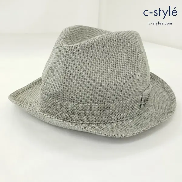 Borsalino ボルサリーノ 中折れ帽 59cm グレー サマーハット 日本製