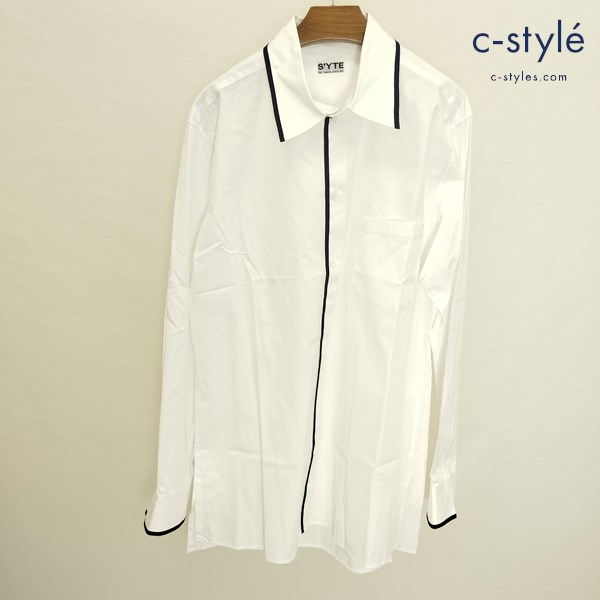 S’YTE Yohji Yamamoto ブロードレギュラー カラーテープシャツ 4 ホワイト×ブラック 日本製 綿100