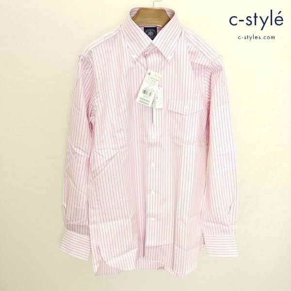 J.PRESS ジェイプレス ボタンダウンシャツ M ピンク×ホワイト 日本製 ストライプ 綿100