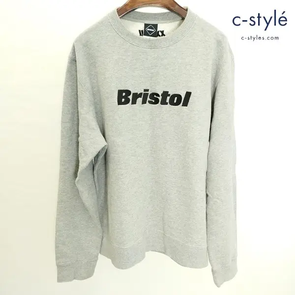 F.C.Real Bristol エフシーレアルブリストル EMBR01DERY AUTHENTIC LOGO CREW NECK L グレー 日本製 綿100