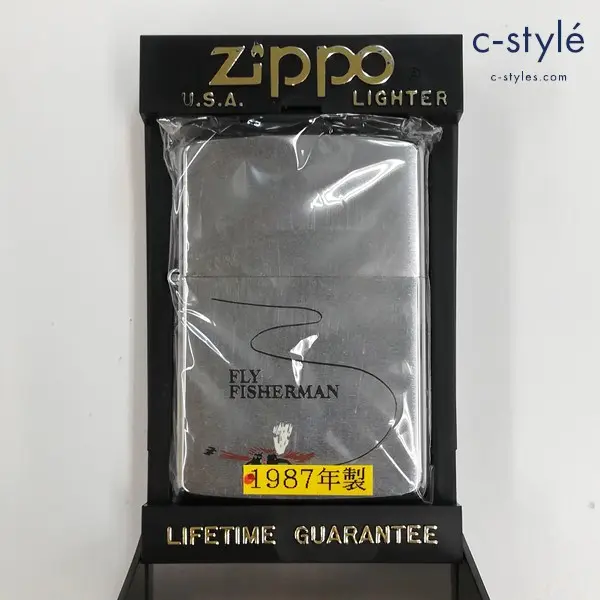 ZIPPO ジッポー 1987年製 FLY FISHERMAN オイルライター シルバー 喫煙具