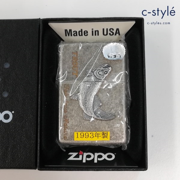 ZIPPO ジッポー 1993年製 fabulous nature TROUT オイルライター シルバー 喫煙具