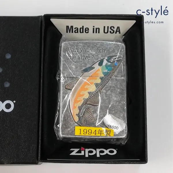 ZIPPO ジッポー 1994年製 Can you catch me alive？ ニジマス オイルライター シルバー 喫煙具