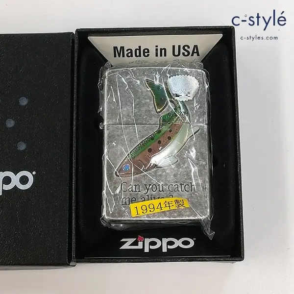 ZIPPO ジッポー 1994年製 Can you catch me alive？ ブラックバス オイルライター シルバー 喫煙具