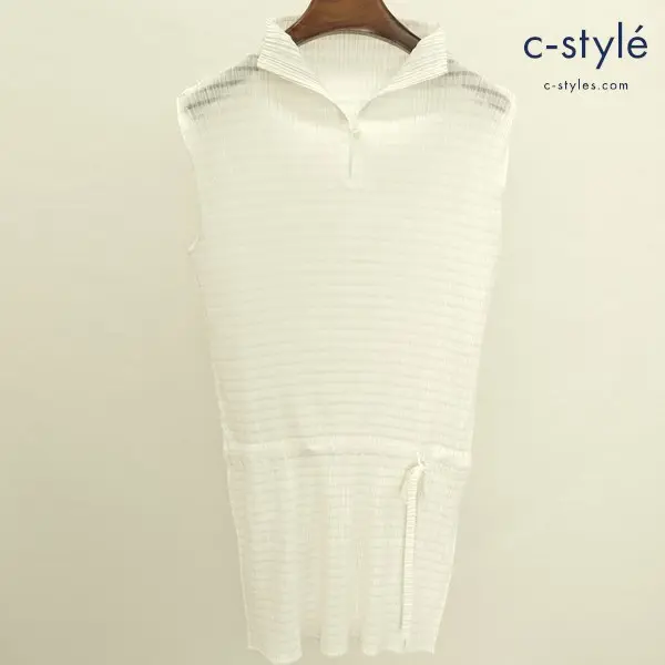 PLEATS PLEASE ISSEY MIYAKE プリーツノースリーブワンピース 3 ホワイト PP51-JK832 日本製 レディース