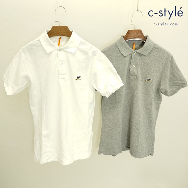 SCYE BASICS サイベーシックス ポロシャツ 36 グレー ホワイト 綿100 日本製 半袖