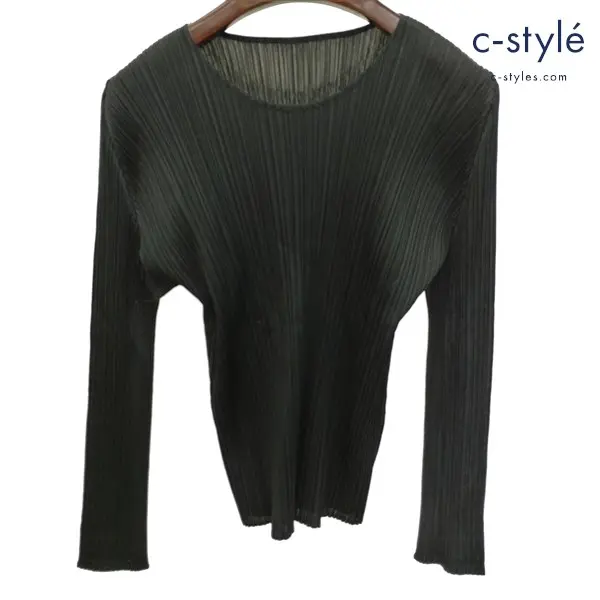 PLEATS PLEASE ISSEY MIYAKE プリーツカットソー 3 ブラック 長袖 日本製 PP71-JK141 レディース