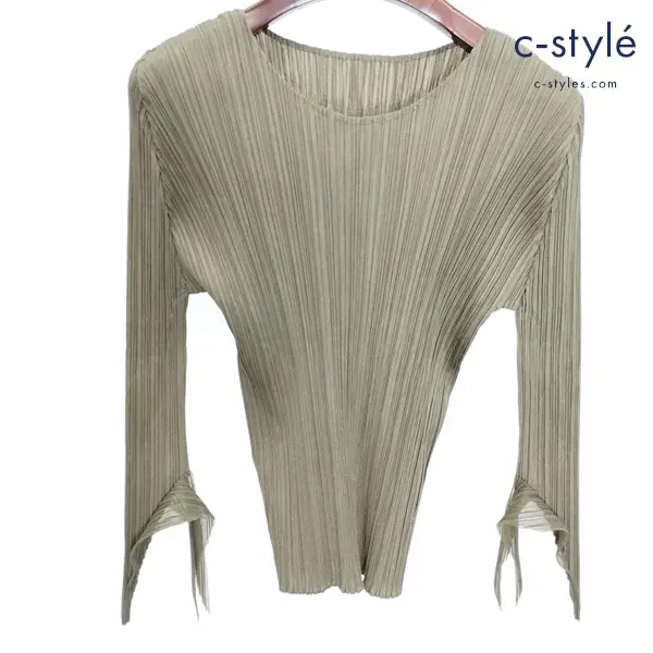 PLEATS PLEASE ISSEY MIYAKE プリーツカットソー 3 ゴールド系 長袖 日本製 PP61-JK611 レディース
