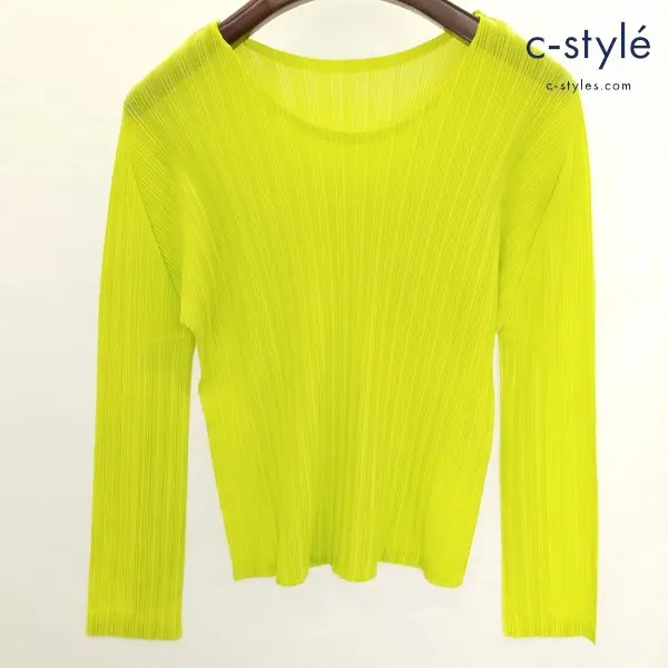 PLEATS PLEASE ISSEY MIYAKE プリーツカットソー 3 イエロー系 長袖 日本製 PP51-FK321 レディース