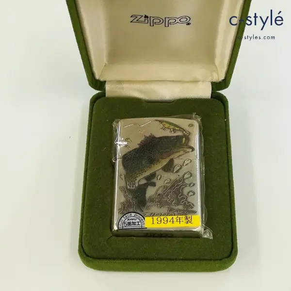 ZIPPO ジッポー 1994年製 BLACK BASS ブラックバス 5面加工 オイルライター シルバー 喫煙具