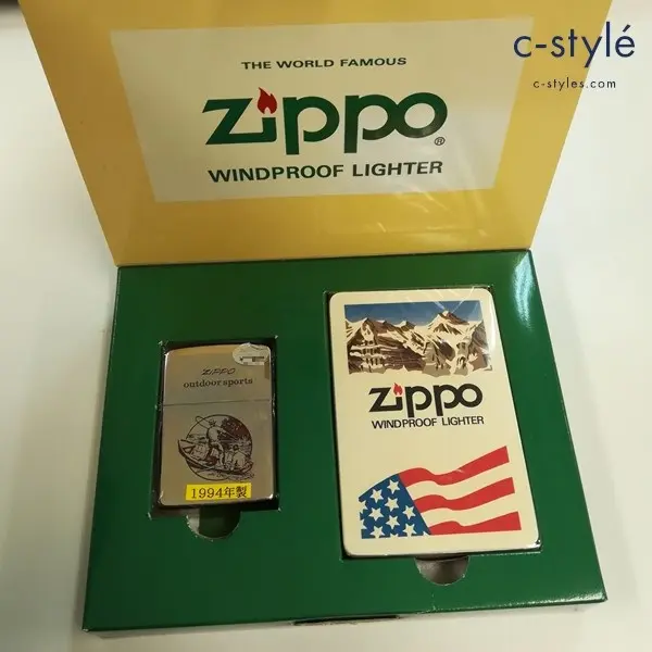 ZIPPO ジッポー 1994年製 outdoor sports Fishing トランプ付き オイルライター シルバー 喫煙具