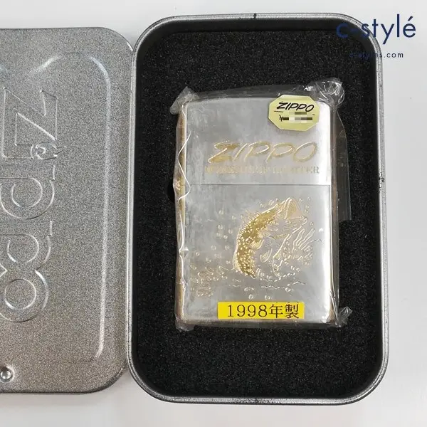 ZIPPO ジッポー 1998年製 WIND PROOF ブラックバス オイルライター ゴールド 喫煙具