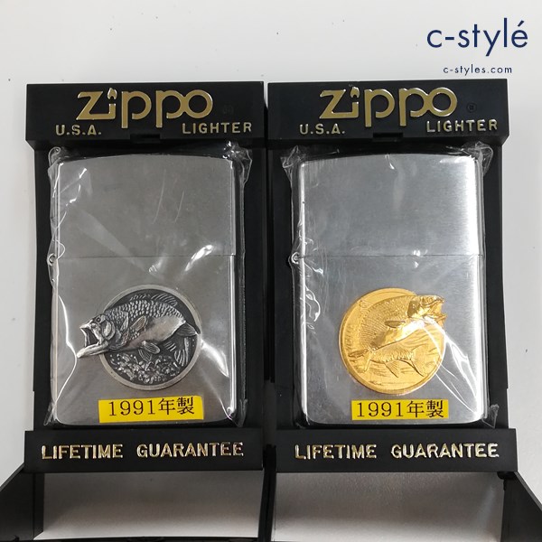 ZIPPO ジッポー 1991年製 立体 魚 ゴールド シルバー メダル オイルライター 喫煙具