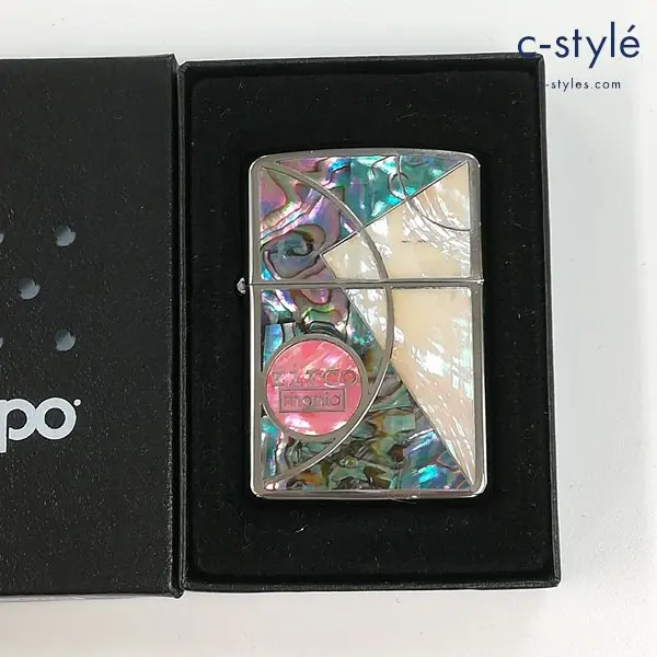 ZIPPO ジッポー 貝貼り シェル オイルライター シルバー 喫煙具