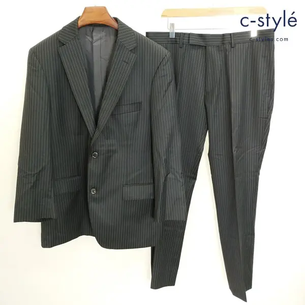 HUGO BOSS ヒューゴボス 2Bスーツ 50 ブラック Super140 上下セット ストライプ