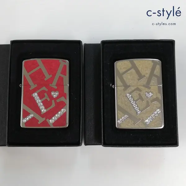 ZIPPO ジッポー HEART クリスタルビーズ オイルライター シルバー系 喫煙具