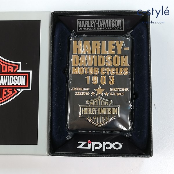 ZIPPO ジッポー × HARLEY-DAVIDSON ハーレーダビッドソン ロゴ オイルライター ブラック×ゴールド HDP-52