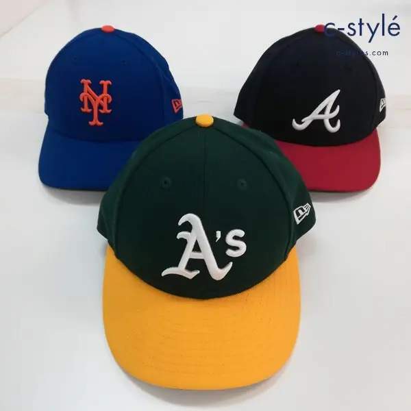 NEW ERA ニューエラ 59FIFTY キャップ 7 55.8cm MLB メッツ ブレーブス アスレチックス 計3点