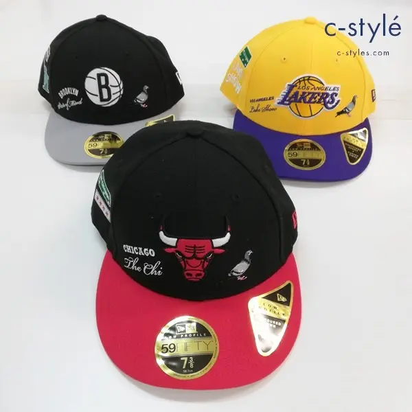 NEW ERA ニューエラ 59FIFTY キャップ 7・3/8 58.7cm NBA レイカーズ ブルズ ネッツ 計3点