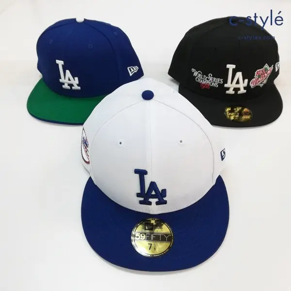 NEW ERA ニューエラ 59FIFTY キャップ 7・3/8 58.7cm MLB ロサンゼルスドジャース 黒 青 白 計3点