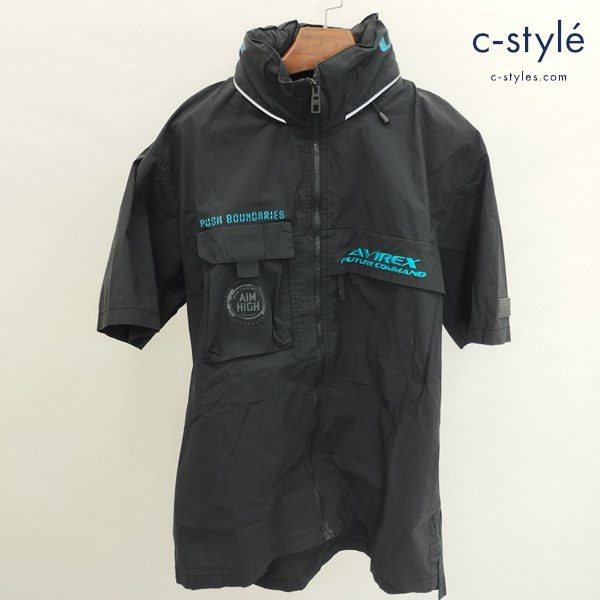 AVIREX アヴィレックス S/S Functional Stand ZIP Shirt 2XL ブラック 6115091 半袖