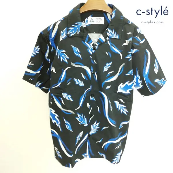 CHALLENGER チャレンジャー S/S FIRE LEAF SHIRT M ブラック CLG-SH 022-003 半袖 綿100 総柄