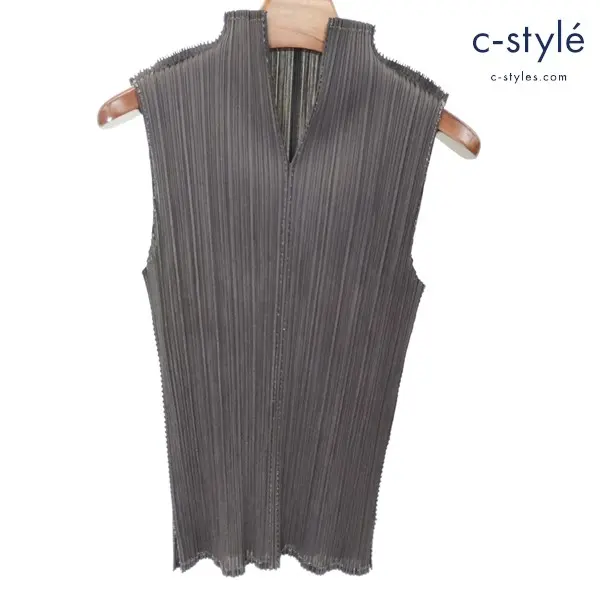 PLEATS PLEASE ISSEY MIYAKE プリーツ ノースリーブカットソー 3 ダークブラウン PP33-JK208 日本製