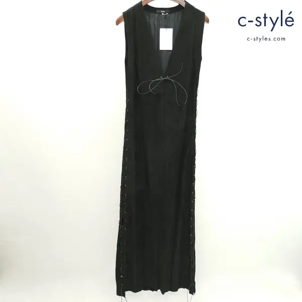 bajra バジュラ サイドレースアップ レザーワンピース ONLY ブラック 羊革 THF5 レディース