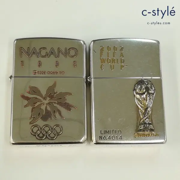 ZIPPO ジッポー オイルライター シルバー NAGANO 1998 長野オリンピック 2002 FIFA WORLD CUP ワールドカップ