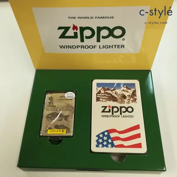 ZIPPO ジッポー 1994年製 outdoor sports CATCH＆RELEASE トランプ付き オイルライター シルバー 喫煙具