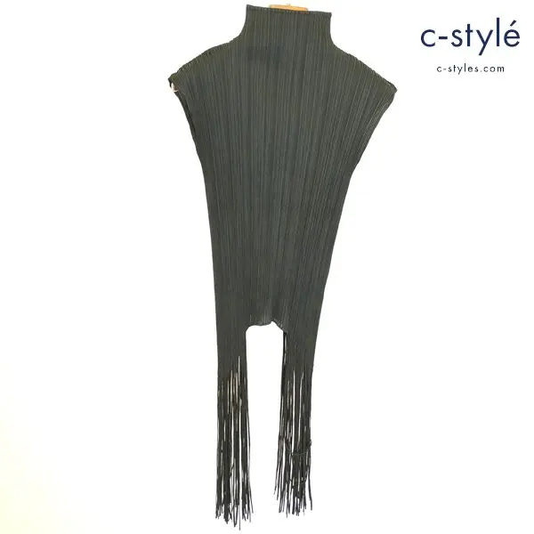 PLEATS PLEASE ISSEY MIYAKE プリーツ ノースリーブ ブラウス 3 ブラック ボトルネック PP41-JK632 日本製