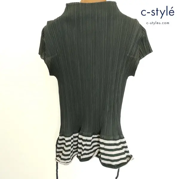 PLEATS PLEATS ISSEY MIYAKE プリーツ カットソー 3 ブラック PP43-JK705 ボトルネック 日本製