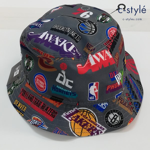 NEW ERA × AWAKE NY × NBA バケットハット L マルチカラー オールオーバーロゴ 帽子