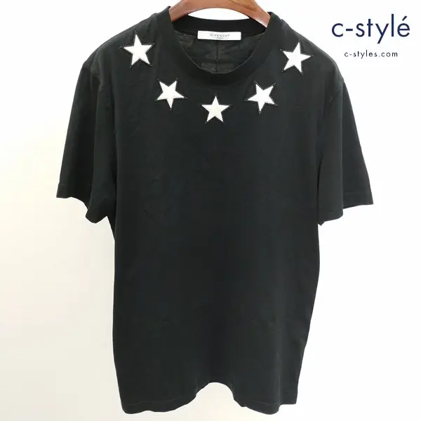 GIVENCHY ジバンシィ Tシャツ L ブラック 半袖 パイルスター 綿100 BM70303Y03