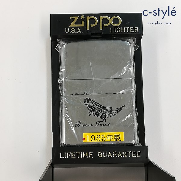 ZIPPO ジッポー 1985年製 Brown Trout オイルライター シルバー 喫煙具