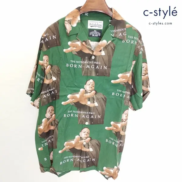 WACKO MARIA ワコマリア THE NOTORIOUS B.I.G/HAWAIIAN SHIRT アロハシャツ M グリーン系 半袖 日本製