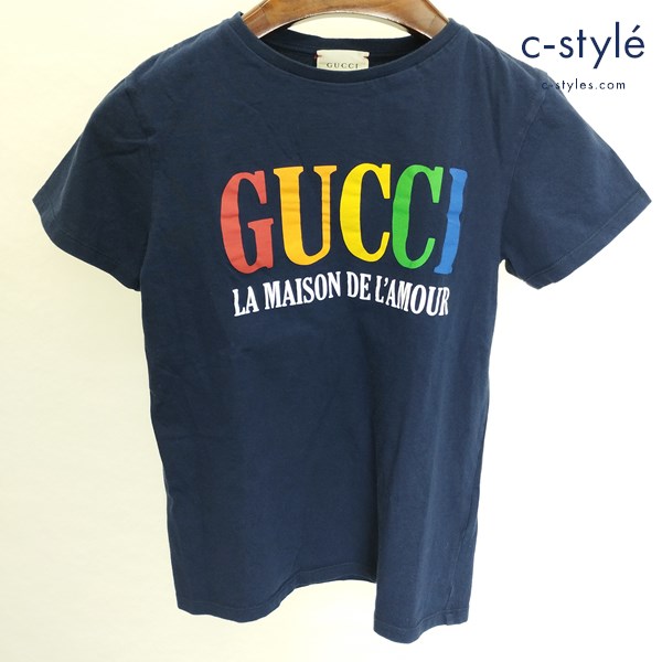 GUCCI グッチ シティロゴレインボープリントTシャツ 10 ネイビー 半袖 イタリア製 キッズ 男の子 女の子