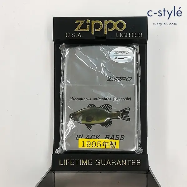 ZIPPO ジッポー 1995年製 立体メタル BLACK BASS ブラックバス オイルライター シルバー 喫煙具