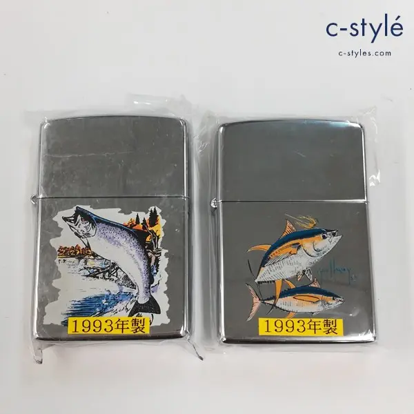 ZIPPO ジッポー 1993年製 魚 フィッシュ オイルライター シルバー 2種 喫煙具