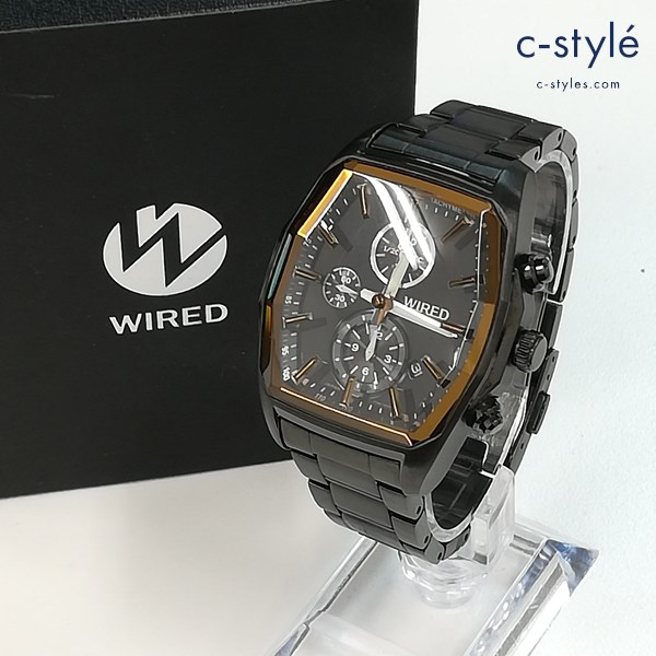 SEIKO セイコー WIRED ワイアード 腕時計 ブラック 7T92-0RJ0 クロノグラフ