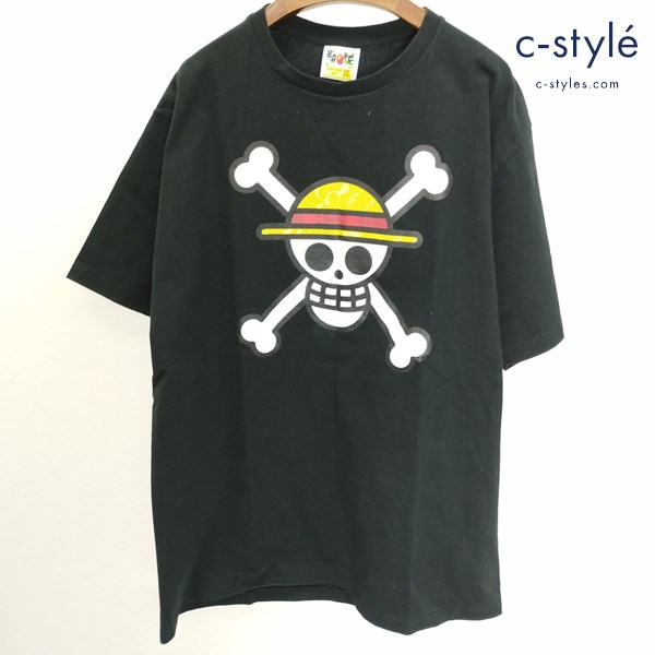 A BATHING APE×ONE PIECE Tシャツ 2XL ブラック 半袖 綿100 日本製 プリント