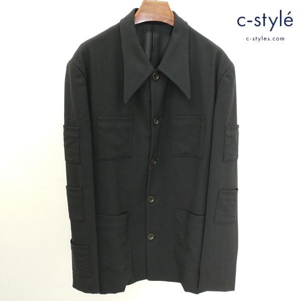 Yohji Yamamoto POUR HOMME 多ポケットデザイン ウールジャケット M ブラック HP-J26-525 ウール100 日本製