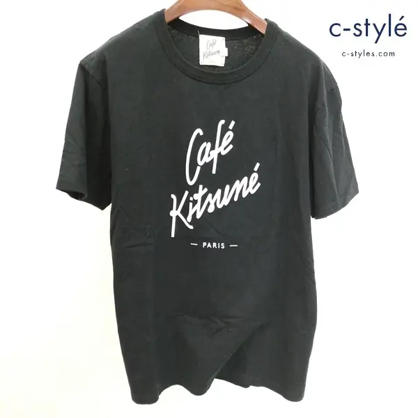 Cafe Kitsune カフェキツネ ロゴTシャツ L ブラック 半袖 綿100 プリント